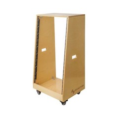 Sound Town DIY Solid Baltic Birch Plywood Slanted 20U Studio Rack, Golden Oak…