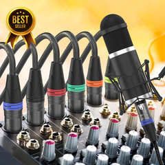 25FT XLR Microphone Cables 6 Pack Gold Plated 3 Pin Multicolor