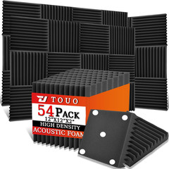 54 Pack Acoustic Foam Panels – 12″x12″x2″ Soundproof Wedge for Home Studio