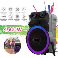18″ Portable 4500Watt Party Speaker Rechargeable Heavy Bass Wireless Mic Remote