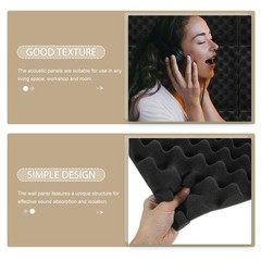 6Pcs Black Acoustic Panels Soundproofing Wall Pads for Speaker Isolation