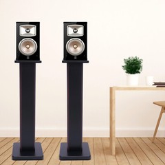 28″ 1 Pair Bookshelf Speaker Stands Surround Sound Home Theater Black Walnut PVC