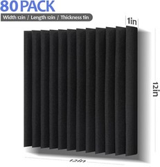 80 Pack Sound Proof Foam Panels for Studio Recording and Home Acoustic Treatment