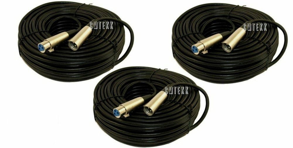 3 x 50Ft XLR 3-Pin Male Female Mic Cord Audio Microphone Balanced Cable 50’Foot