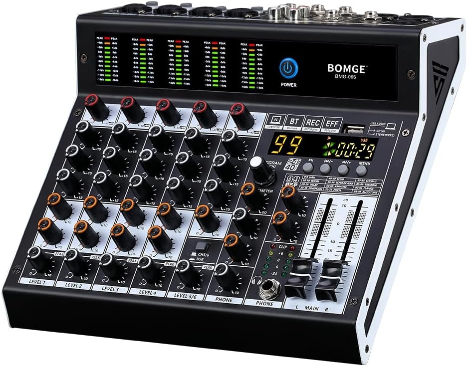 BOMGE 6 Channel Audio Mixer 99 DSP Bluetooth USB