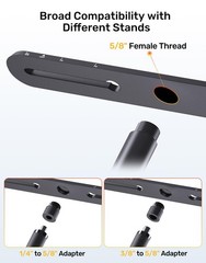 Stereo Array Spacing Mic Bar Mount Fits 1/4 3/8 5/8 Inch Thread Adapter