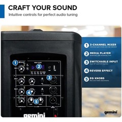 Gemini Sound WPX-2000TOGO Active Battery-Powered Column Line Array SpeakerSystem