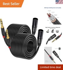 2PACK/ 100 FT XLR to 1/4 TRS Stereo Adapter, 6.35mm Dual Channel to 3-pin Mal…