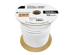 Monoprice Speaker Wire, CL2 Rated, 2-Conductor, 12AWG, 100ft, White