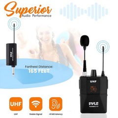 Pyle UHF Wireless Microphone System Kit – Portable Professional Black