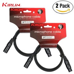 2-PACK 3ft Kirlin XLR Male/Female 20AWG Microphone Audio Cable Black XLRM-XLRF