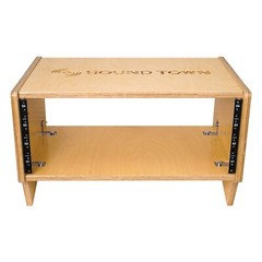 Sound Town DIY 4U Angled Desktop Studio Rack w/ Plywood, Golden Oak (SDRK-Y4SL)