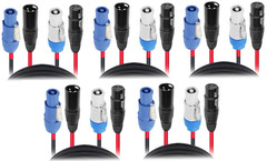 ProX XC-PWC14-XLR06 6ft Powerkon to Dual XLR 14AWG Cable Pro Audio 5 Pack