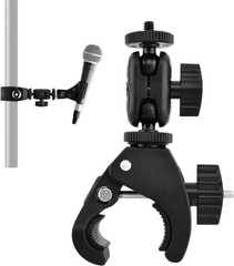 Mic Crab Clamp, Microphone Mount with Double Ball Head Adjustment 1/4″ to 5/8″ C