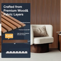 Neatiease Wood Panels For Wall 4-Piece 96 X 12.6 Soundproof Wood Slat Wall