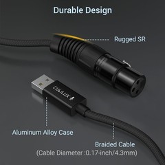 USB A to XLR Microphone Cable, USB to XLR Female MIC Cord for Laptop, Compute…