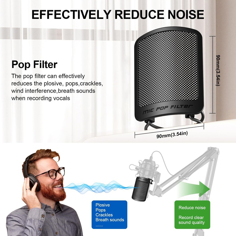 Microphone Pop Filter Metal Mic Pop Filter for BLUE YETI AT2020 AT2050