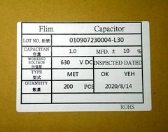 10pc MET Metallized polyester Capacitor 105 105K 1uF 630V K ±10% Axial RoHS AID