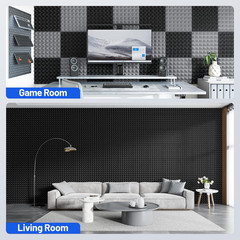 12 Pack Pyramid Sound Proof Foam Panels for Walls with Updated Self-Adhesive 3″X