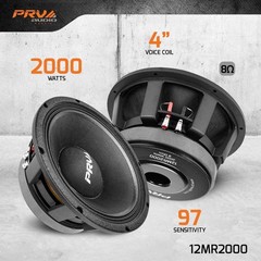 PRV AUDIO 12 Inch Midrange Speaker 12MR2000 8 Ohm 2000 Watts, 4 in Voice Coil…
