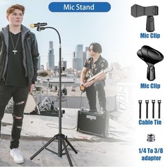 Microphone Stand For singing Most Mic, 75″ gooseneck, Black