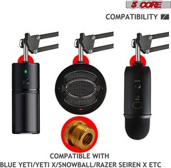5Core Mic Stand Adapter 5/8 Male to 3/8 Female Screw Thread Conversion Connector