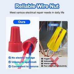 200 PCS Wire Connectors, Insulating Insert Grey, Blue, Orange, Yellow, Red