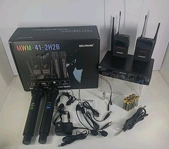 4 Channel Wireless Microphone System UHF Cordless Mic Set Melonare Open Box