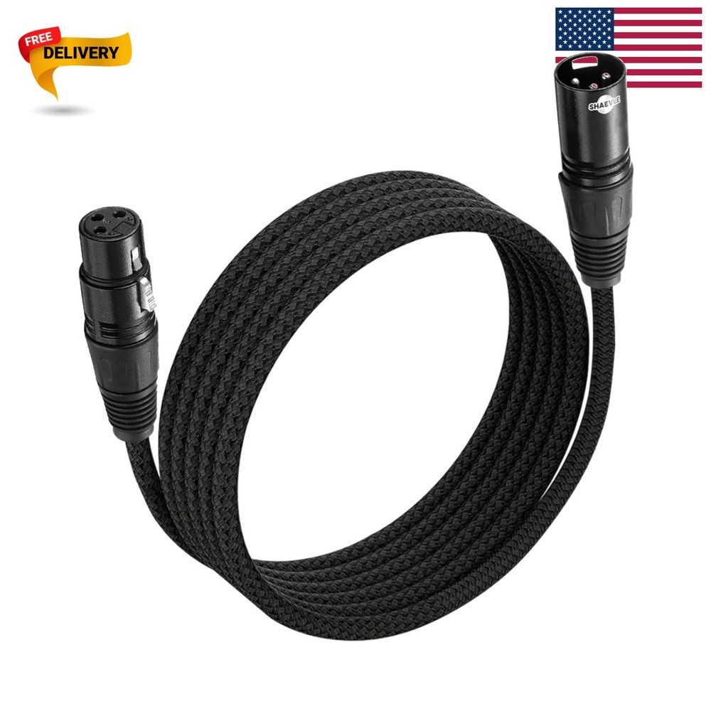 Noise-Cancelling 10FT XLR Microphone Cable – Studio Quality Braided Flexibility