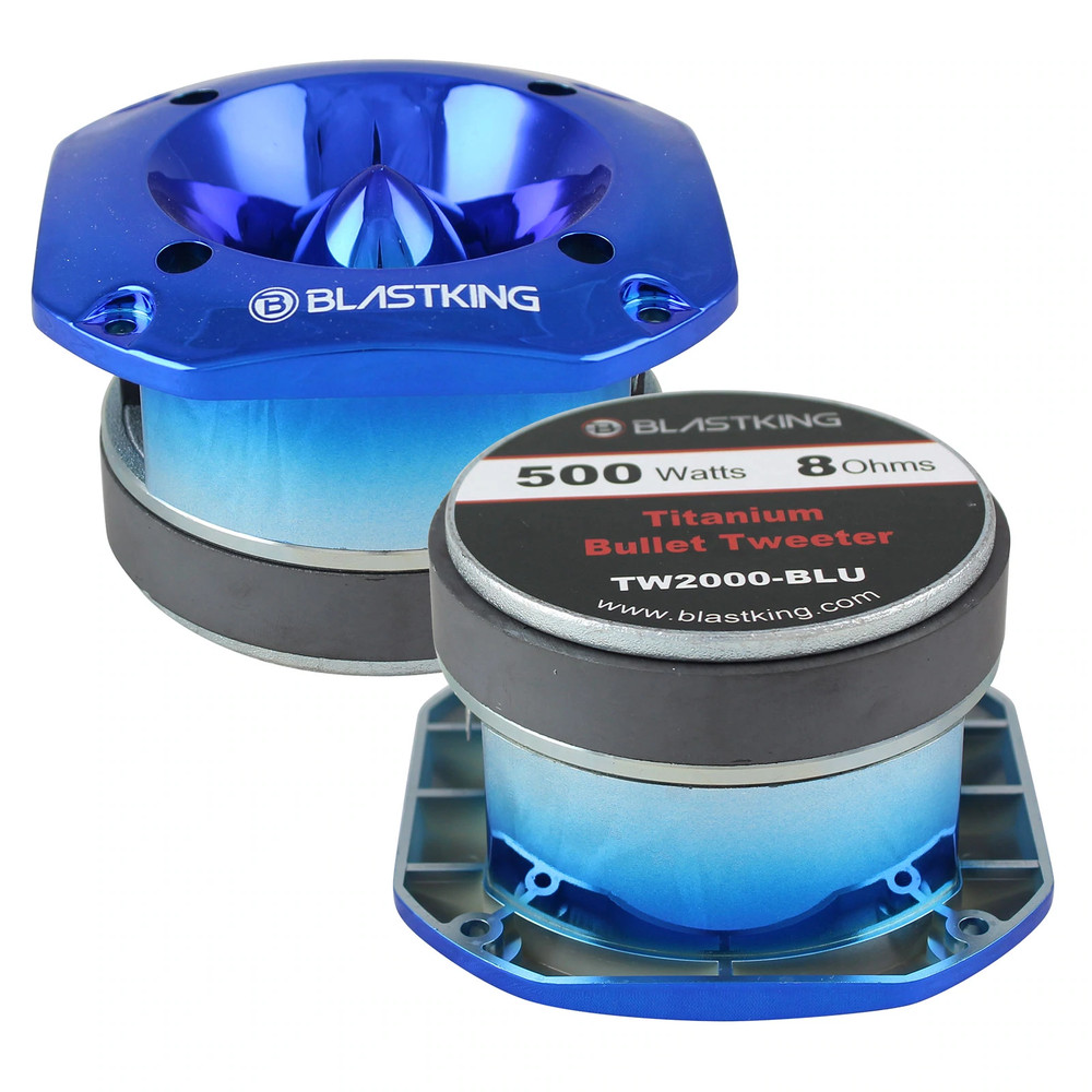 Blastking TW2000-BLU 500 Watts 4×4 inch 1.5 inch VC Titanium Bullet Tweeter Blue