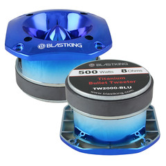 Blastking TW2000-BLU 500 Watts 4×4 inch 1.5 inch VC Titanium Bullet Tweeter Blue