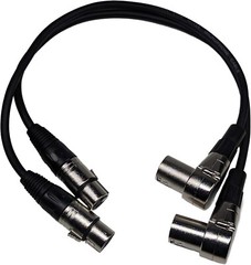 Right Angle Male XLR to Straight Female XLR Plug Cable, 3-Pin to 3-Pin, 2 Pack
