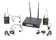 Rockville RWM-DSP-L2 Dual Lapel+Headset UHF 200Ch Microphone System DSP Control