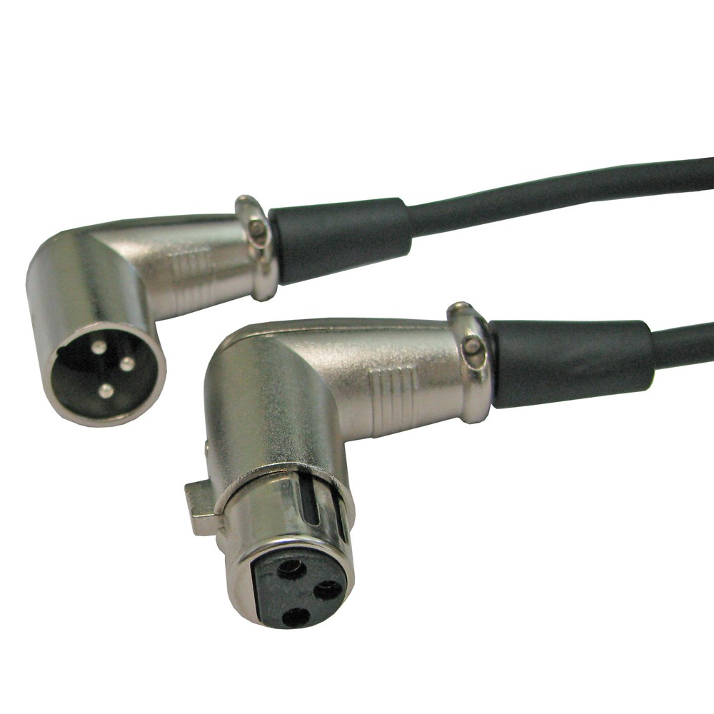 25 ft shielded right angle 3 pin XLR male to female mic patch microphone cable