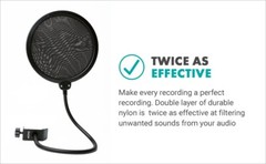 Movo PF-6 Dual Layer Microphone Mesh Pop Filter with Gooseneck Arm and Clamp