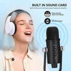 USB Microphone Metal Condenser Mic:Plug&Play Gaming Microphones on PC,Mac,Twi…