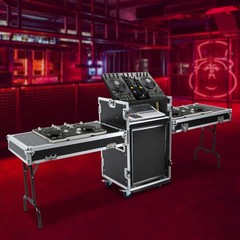 14U PA DJ Rack / Road Case Slant Mixer Top Rack with 2* DJ Table Tops 661.39lbs