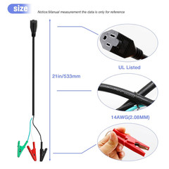 2-Pack HVAC Adaptor Cord, Three-Core American Crocodile Clip Power Cord, 120V AC