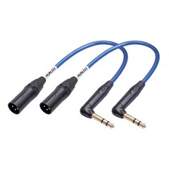 HUALEU Right Angle 1/4″ TRS to XLR 3Pin Male Audio Cable,Right Angle 6.35mm T…