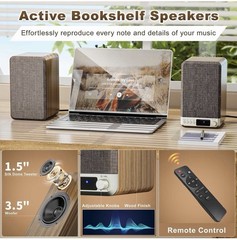 Orroplus Active Bookshelf Speakers 60W Powered Record Player Speakers Speakers