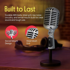 Pyle Classic Retro Dynamic Vocal Microphone – Old Vintage Style Unidirectional C