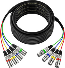 EBXYA 50 Ft 4 Channel XLR Snake Cable – 4 Colored Microphone Patch Cable, Record
