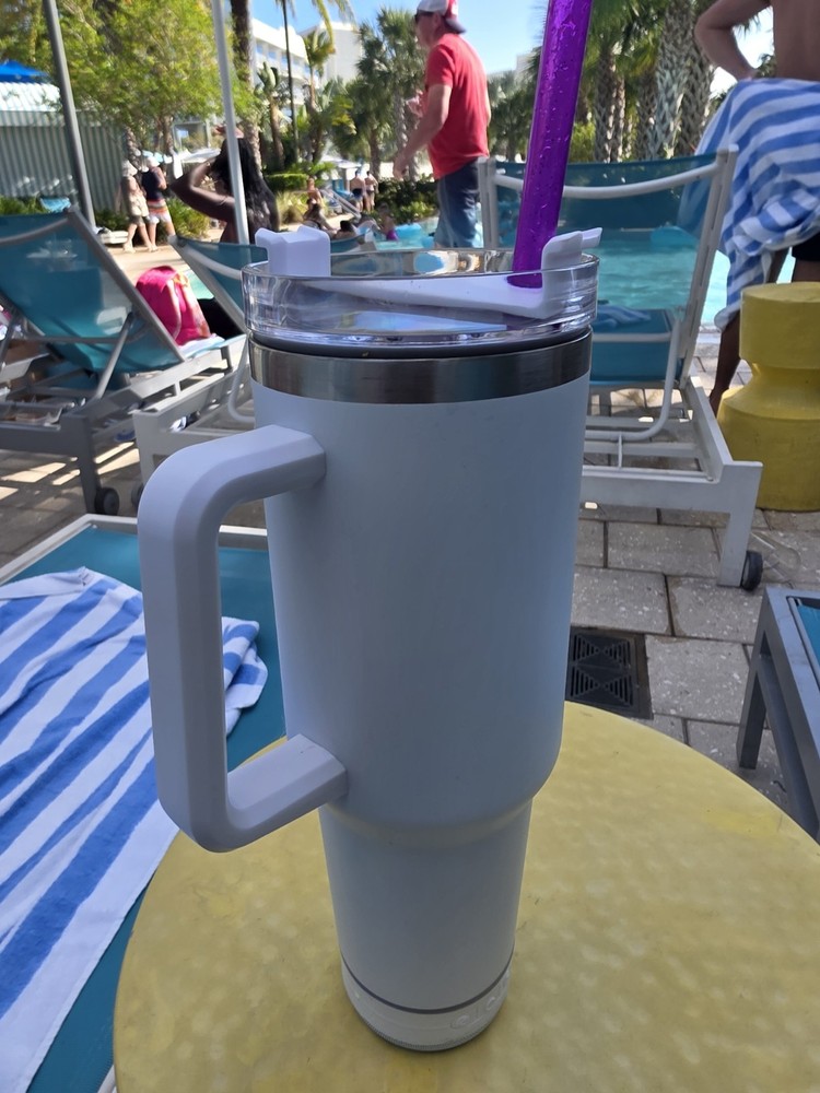 NEW 40oz White and Varies Colors Bluetooth Tumbler With Handle and Straw Lid