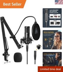 XLR Condenser Microphone, Metal, Cardioid, High-Sensitivity, Streaming, Pro A…