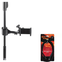 Mic Stand Smartphone Holder + 6ft XLR Microphone Cable Vocal Recording Bundle