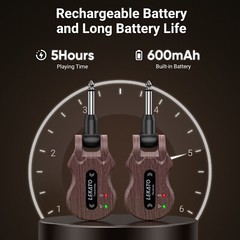 LEKATO Wireless Guitar System Rechargeable Electric Guitar Transmitter Receiver