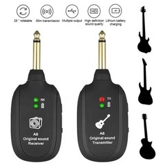 Guitar Bass WIRELESS System Transmitter Receiver Built In Rechargeable Battery