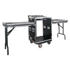 Sound Town 14U PA Rack/Road Case w/ 11U Slant Mixer Top 2 DJ Tables STMR-14UWT2