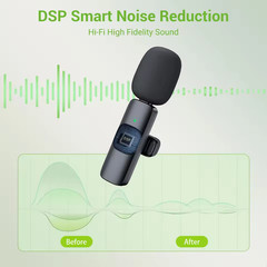 Lavalier Wireless Microphone Audio Video Recording Mini Mic For iPhone/Android