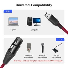 3.3FT XLR To USB Recording Cable Female To A Mic Link Converter Karaoke Cord